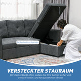 3-seater sofa with bed function, sofa bed with chaise longue, upholstered sofa, dark grey (5)