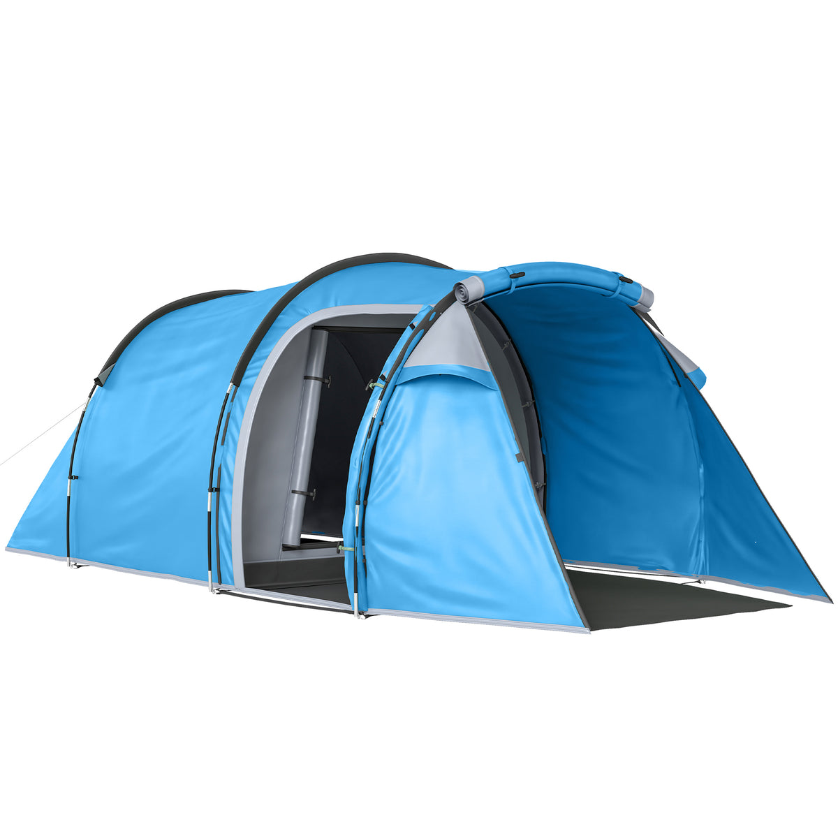 Camping tent, pop-up tent for 2 people, vestibule & sleeping area, waterproof, 426 x 206 x 154 cm, light blue