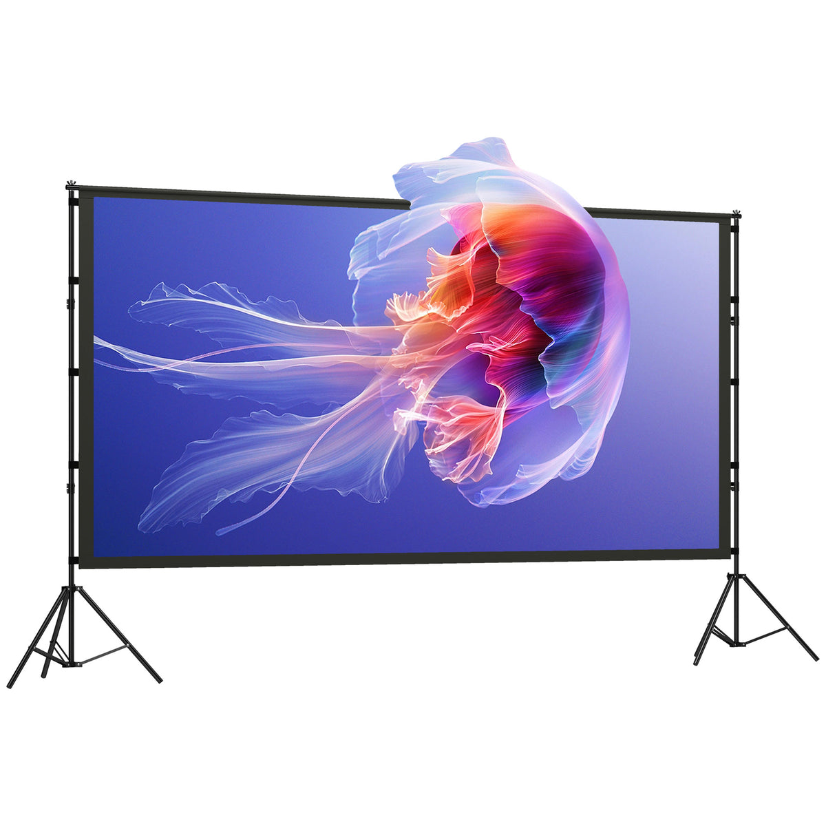 100-inch 16:9 HD 4K/8K projector screen with stand, portable double-sided screen with foldable tripods, white