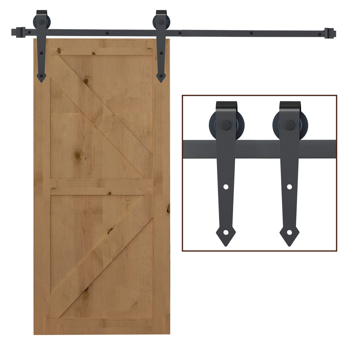 Sliding door track kit, metal, 2 m, max. 100 kg load capacity, brown