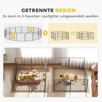 Puppy playpen, 16-panel foldable puppy run with door for small to medium dogs, 3.2 x 3.2 x 0.8 m, grey (9)