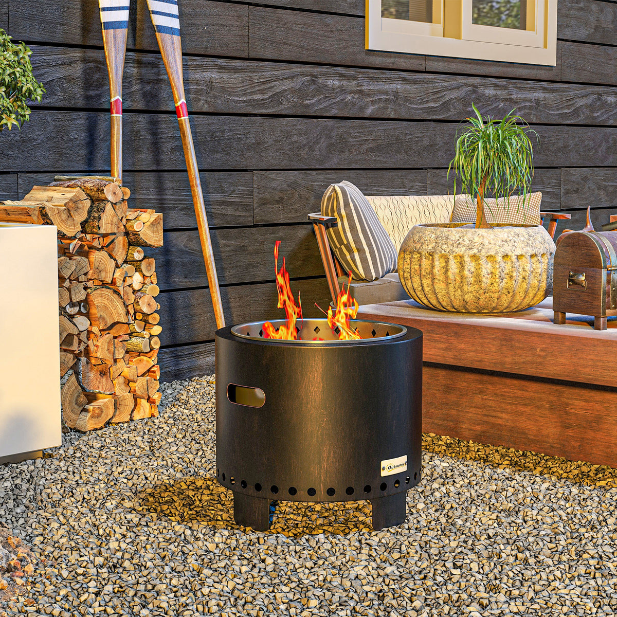 Fire bowl fire pit fire barrel, weather-resistant, 45 x 45 x 42 cm, black + bronze (2)