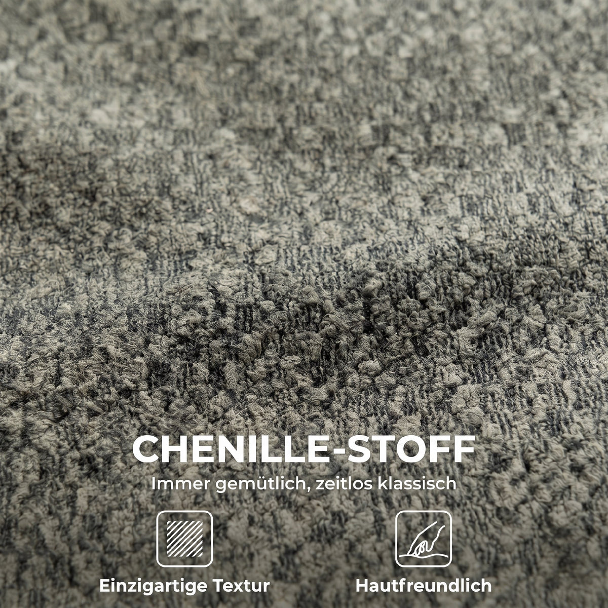 Armchair Swivel lounge chair with chenille look, wide seat, for living room, bedroom, grey (7)