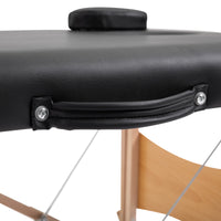 Portable Massage Table 2-Zone Foldable Height-Adjustable Massage Bed 60 cm Wide with Carrying Case Wooden Legs (9)
