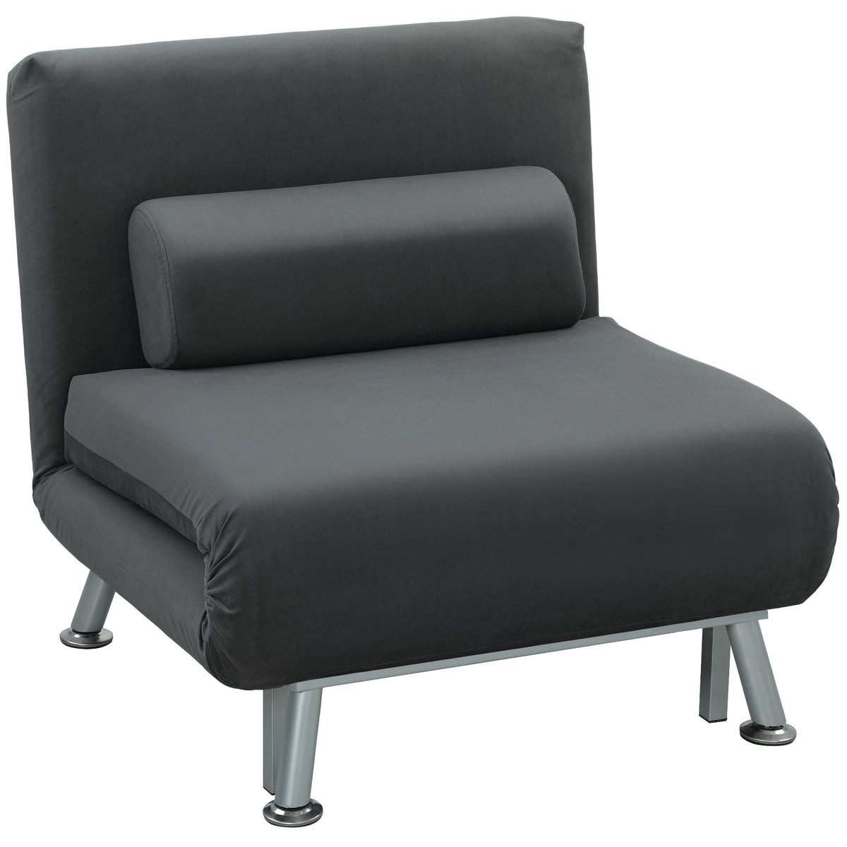 Folding armchair with bed function, foldable recliner in velvet look, adjustable backrest, 75 x 70 x 75 cm, dark