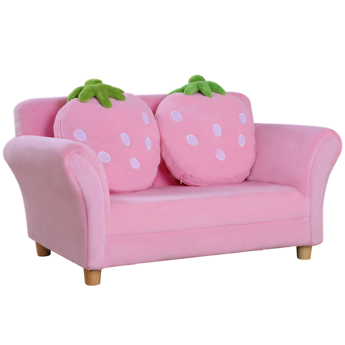 Children's armchair, children's sofa with coral fleece look, solid wood feet, foam armchair, kids' chair for