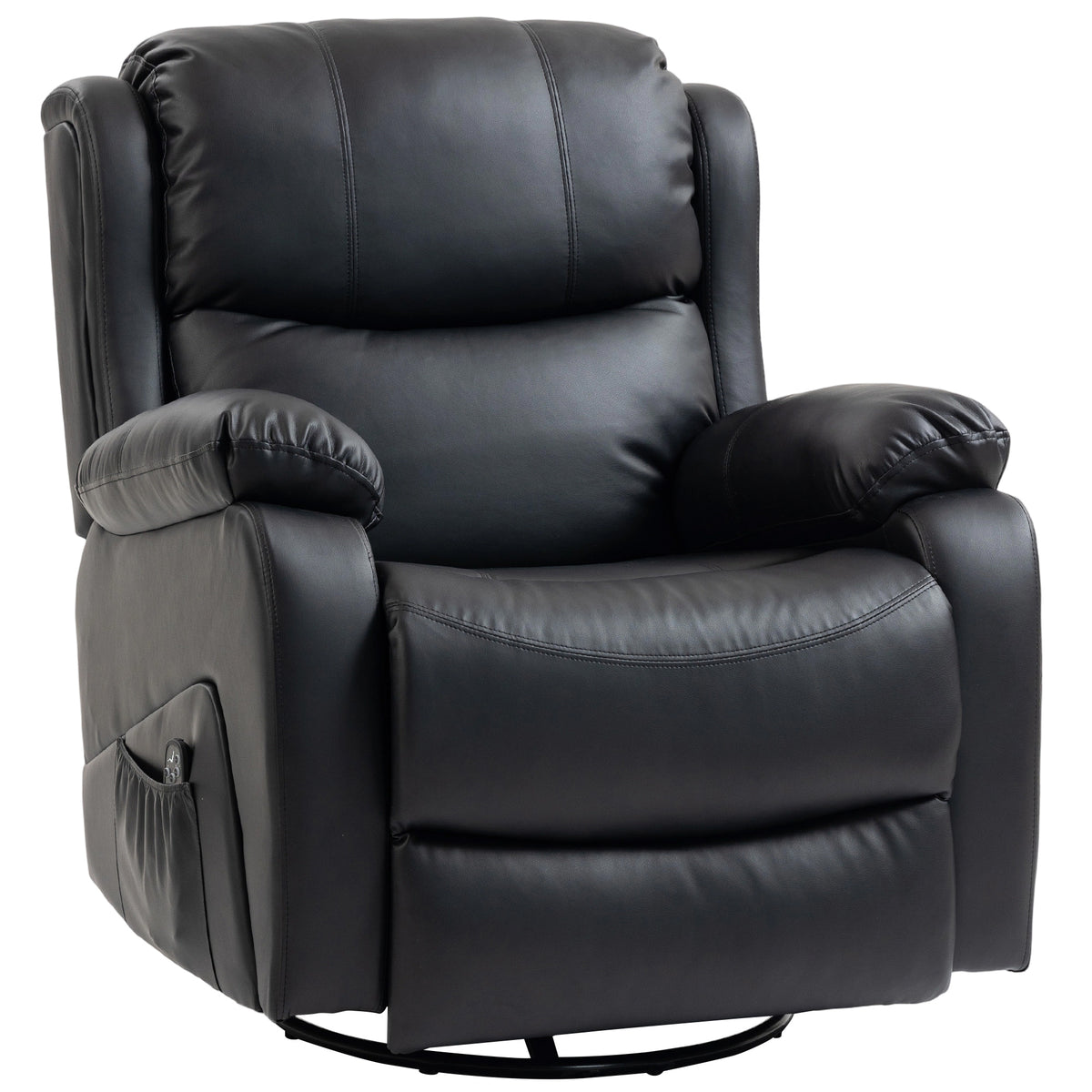 Massage chair, heating & reclining function, faux leather, up to 150kg, 97x92x104cm, black