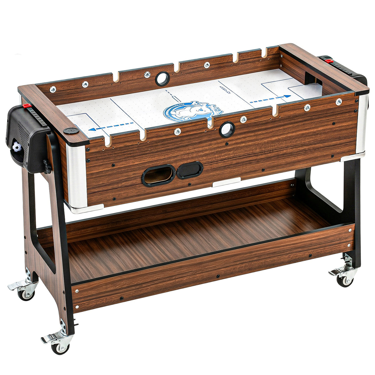 3-in-1 Multi Game Table, rotatable multifunction table with billiard table, foosball, air hockey, and storage