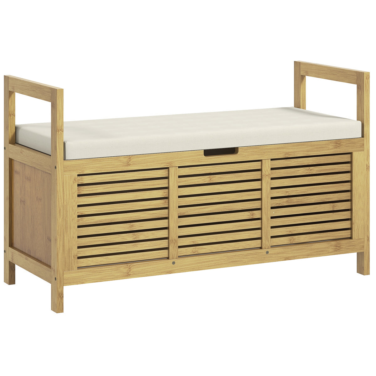 Shoe rack with storage, shoe bench, soft seat, bamboo, 100x40x60 cm