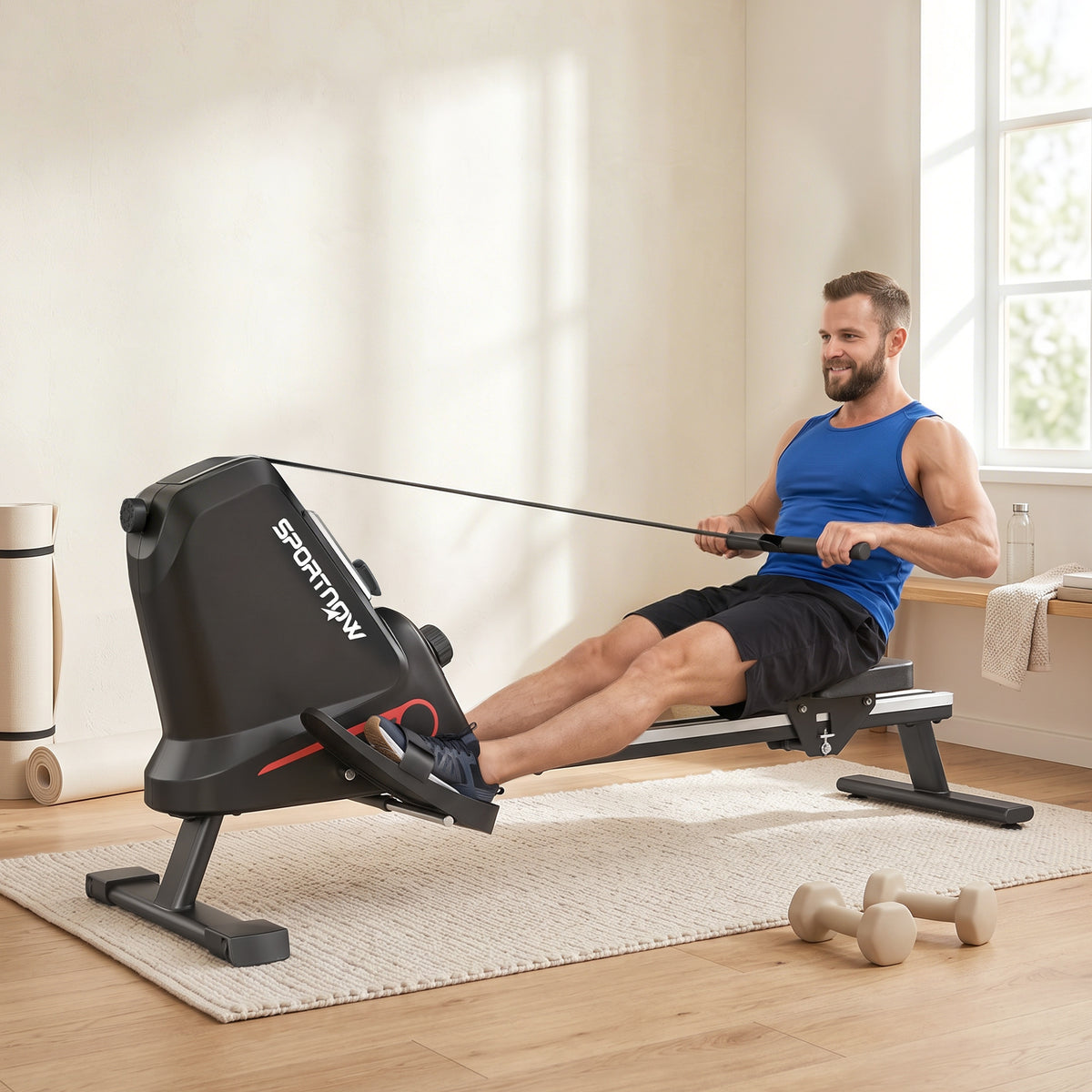 Home Rowing Machine Quiet Magnetic Rowing Machine with 16 Resistance Levels Exclusive App LCD Display Phone (2)