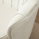 Vintage 2-seater sofa, couch, upholstered furniture, velvet look, up to 150 kg, cream/gold (10)