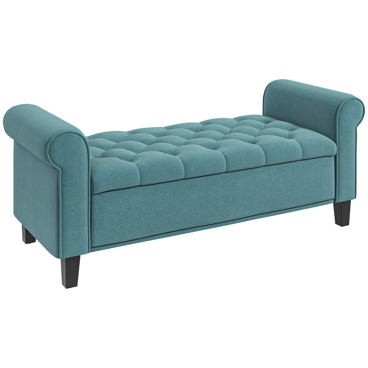 Vintage-design bench, bench with storage, velvet look, green