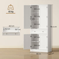 Kitchen cabinet with 4 doors, drawer and adjustable shelves for kitchen, 80 x 39.5 x 186.4 cm white (3)