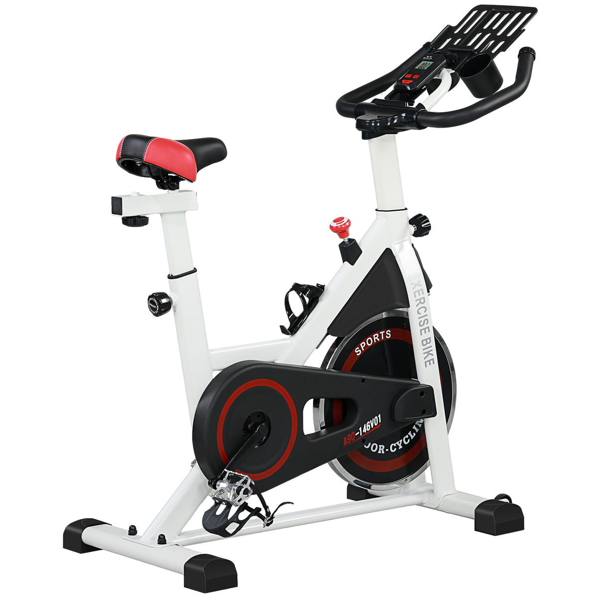 Exercise bike, adjustable resistance, up to 120kg, steel, L103xW53xH100-114cm, white/black