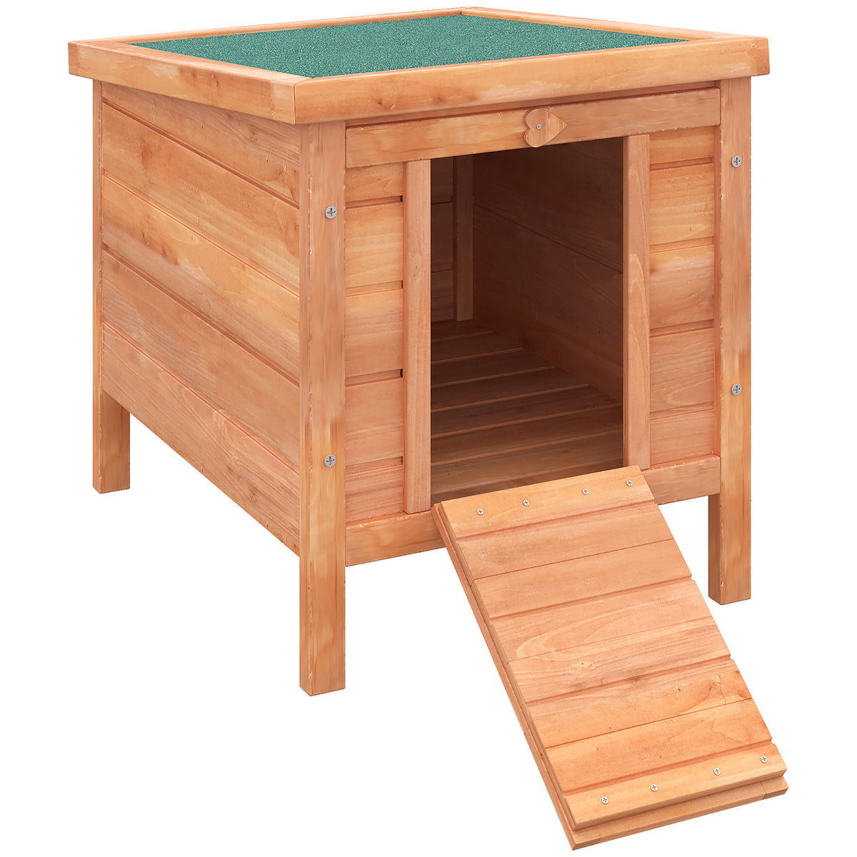 Small animal hutch small animal house with ramp wood green + natural