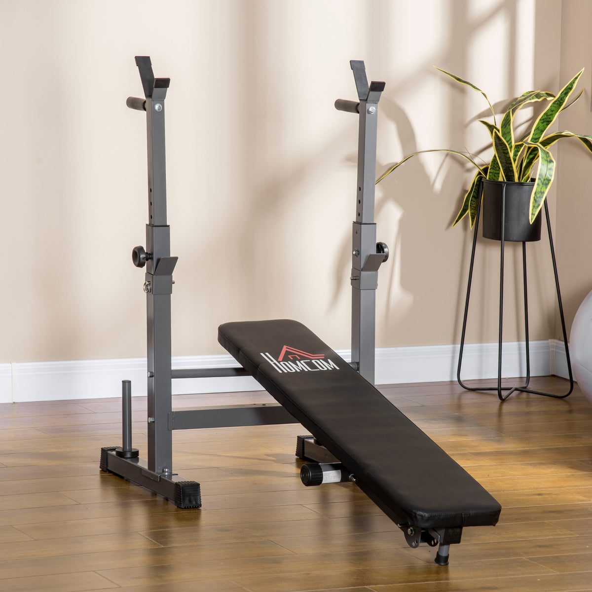 Weight bench, 8 positions, foldable, steel base, padded, faux leather, 98-122H x 140L x 73W cm, black/grey (2)