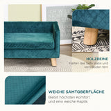 Velvet dog sofa, dog bed, dog couch with backrest, wooden legs, cushion, up to 8 kg, 64 x 45 x 36 cm, blue (5)