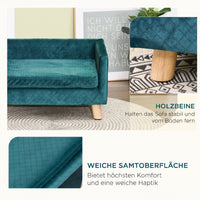 Velvet dog sofa, dog bed, dog couch with backrest, wooden legs, cushion, up to 8 kg, 64 x 45 x 36 cm, blue (5)