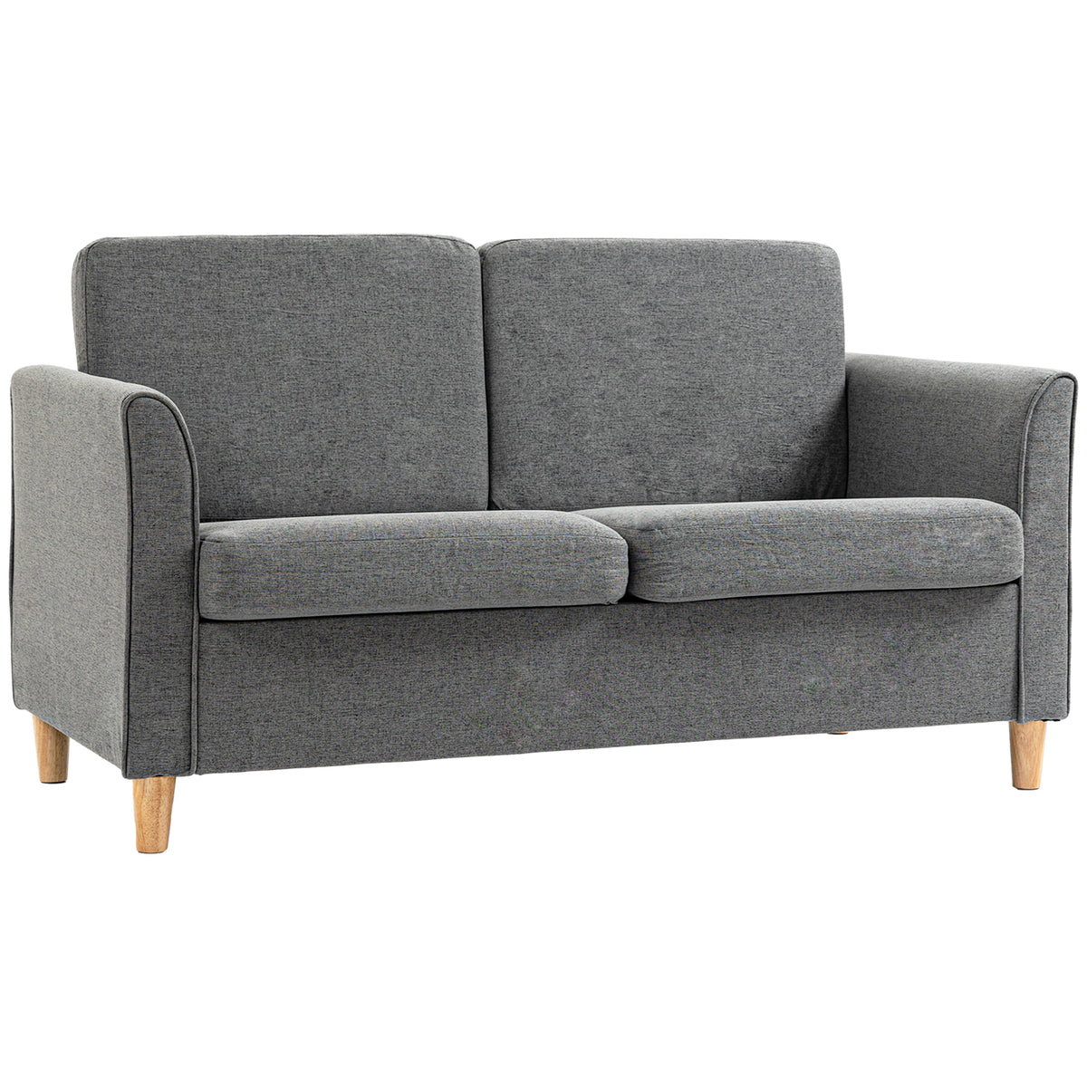 2-Seater Sofa, couch with wooden legs, linen look, upholstered sofa, modern style double sofa for living room