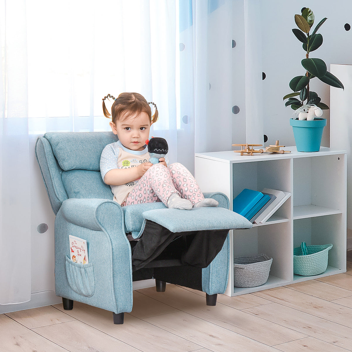 Kids Sofa Children's Armchair with Footrest Armrest Adjustable Backrest Recliner Kids Couch Chair Lounge Sofa (2)