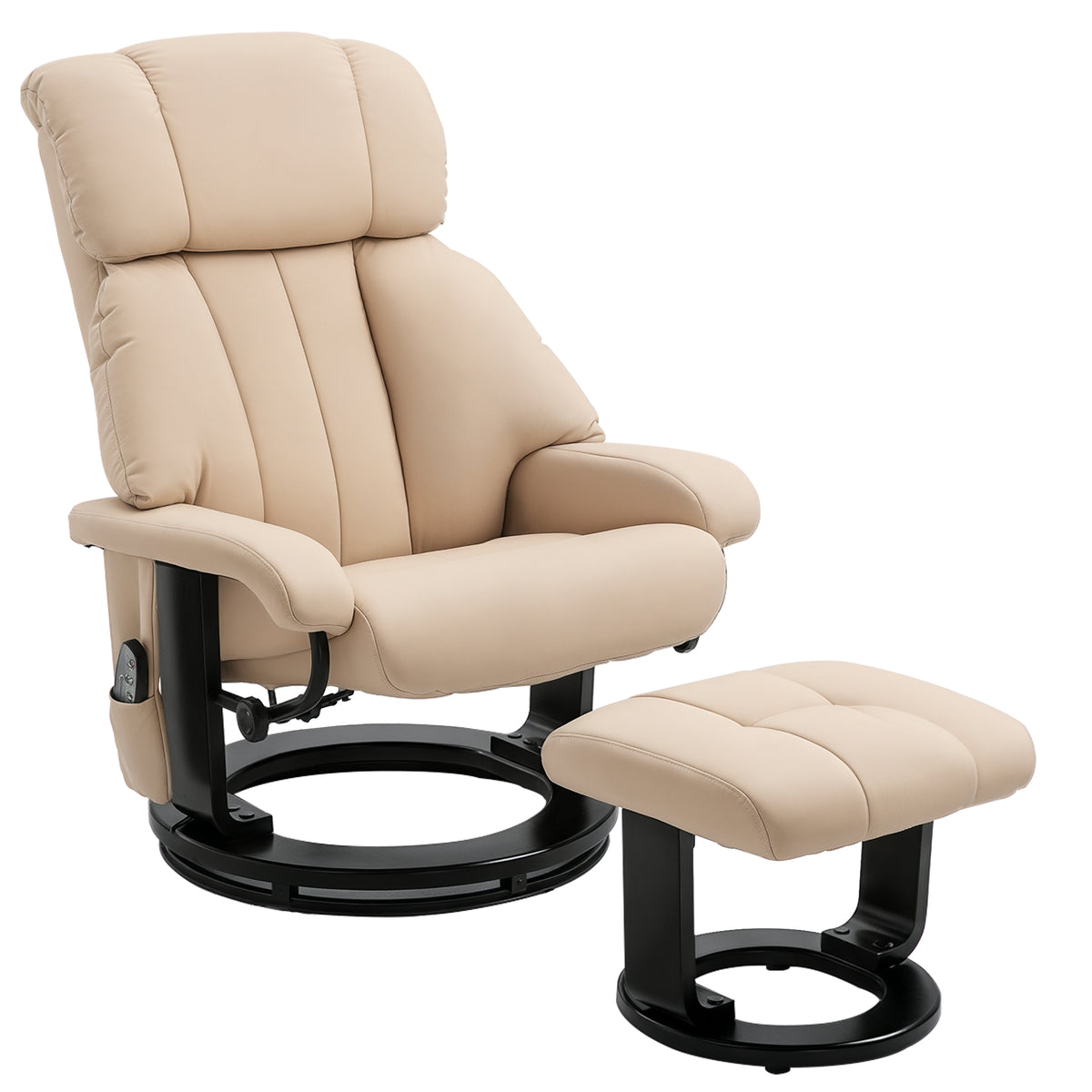 Recliner with footstool, swivel TV chair with massage function, reclining function, massage chair with remote