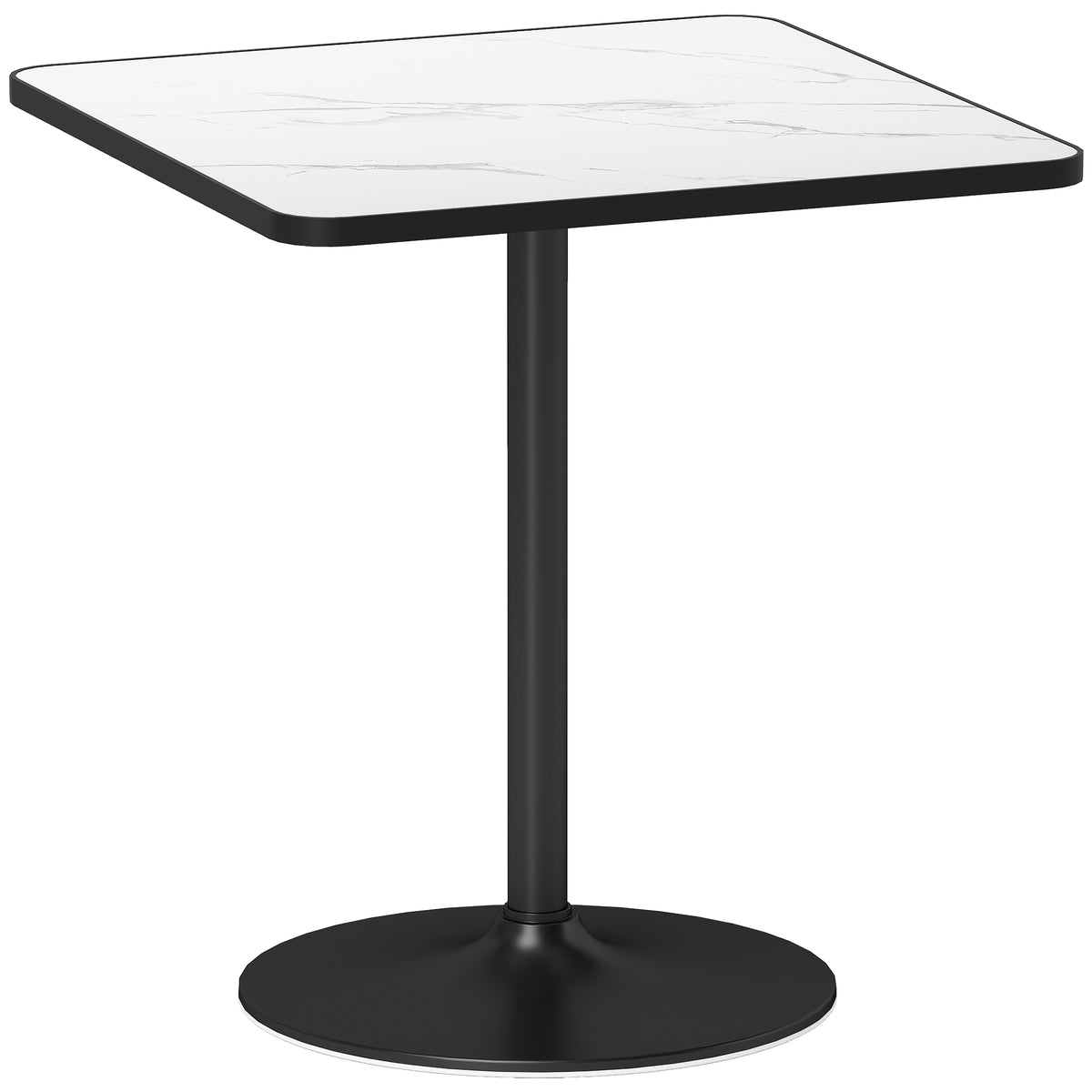 Dining table, 70 x 70 cm square kitchen table for 4 people with marble look for kitchen white