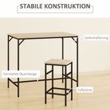 Bar table set, high table with 4 bar stools, 5-piece table set, steel/oak (5)