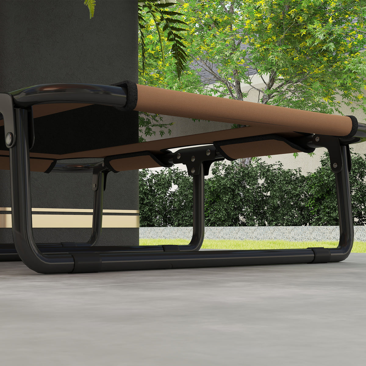 Foldable elevated dog bed pet bed, outdoor dog cot with mesh design coffee Oxford 75 x 51 x 18 cm (9)
