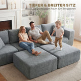 Modular corner sofa, U-shape sofa with wide and deep seat, 2 ottomans, dark gray (6)