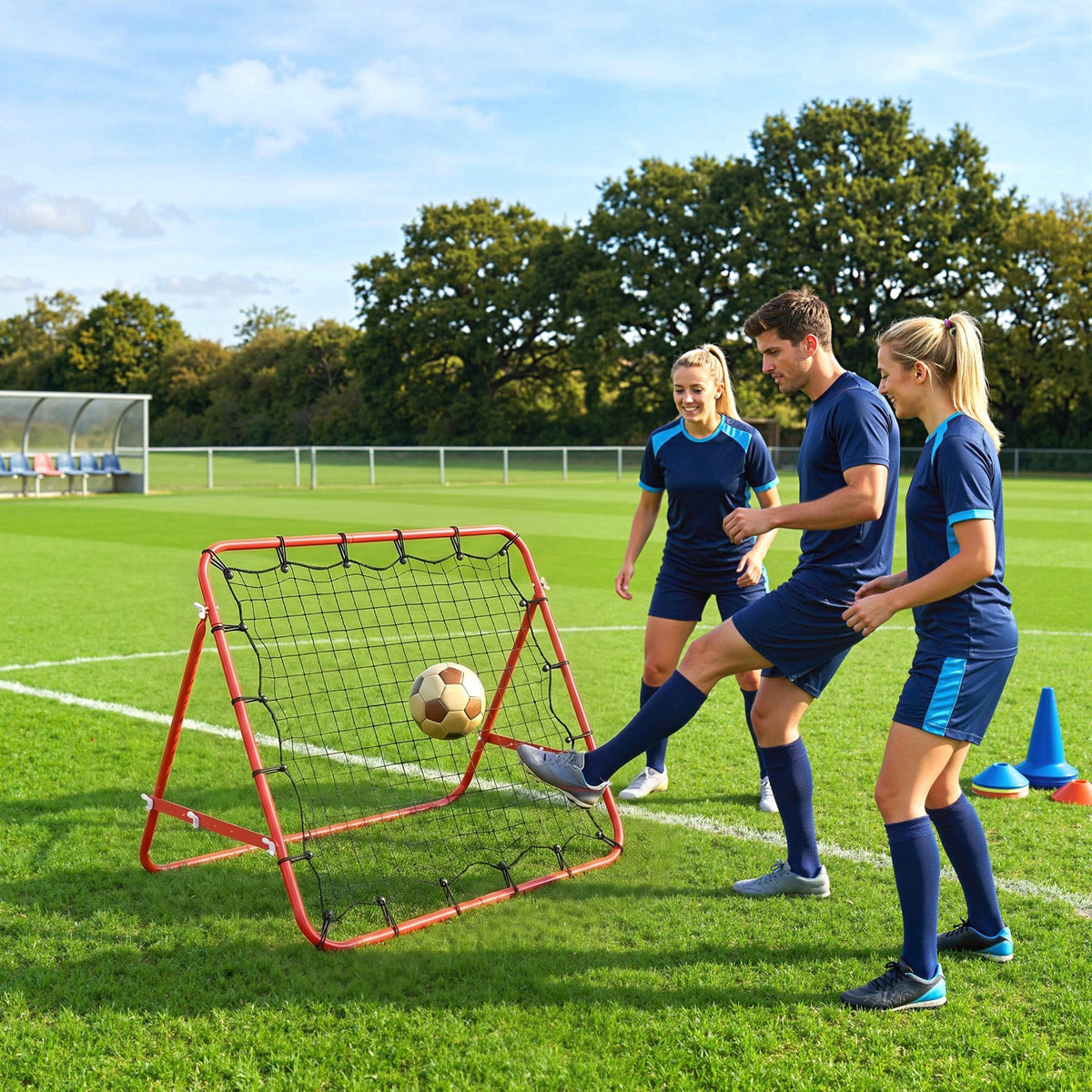 Soccer Rebounder, 84 x 84 cm Football Rebounder with Continuously Adjustable Angle, Kickback Rebound Net Soccer (2)