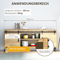 183 cm sliding door complete set, sliding door system with floor guide, sliding door track, rollers, and carbon (4)