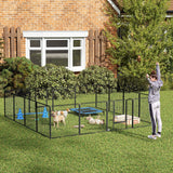 Puppy playpen, 16-panel foldable puppy run with door for small to medium dogs, 3.2 x 3.2 x 0.8 m, grey (10)