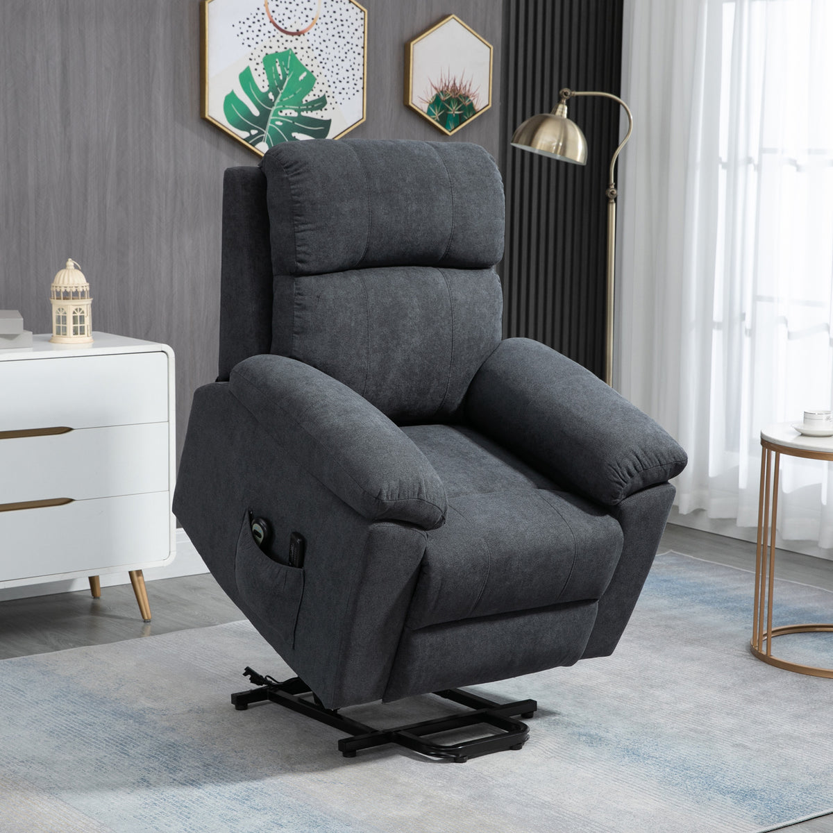 Massage recliner with lift function, care recliner with lift function, 8 vibration motors, incl. remote control (2)