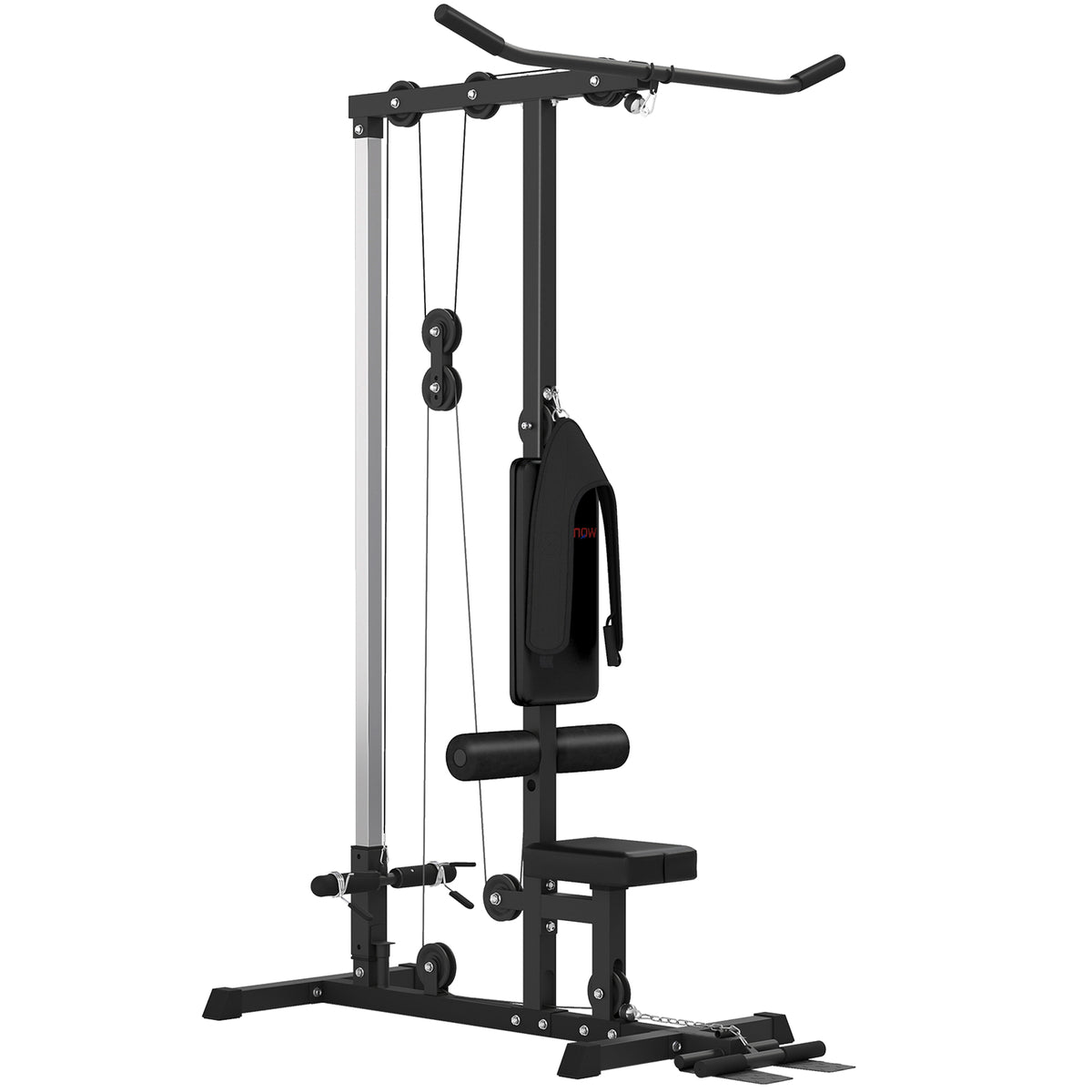 Home gym station, rowing pulls, weightless, home fitness equipment, steel, synthetic leather, black