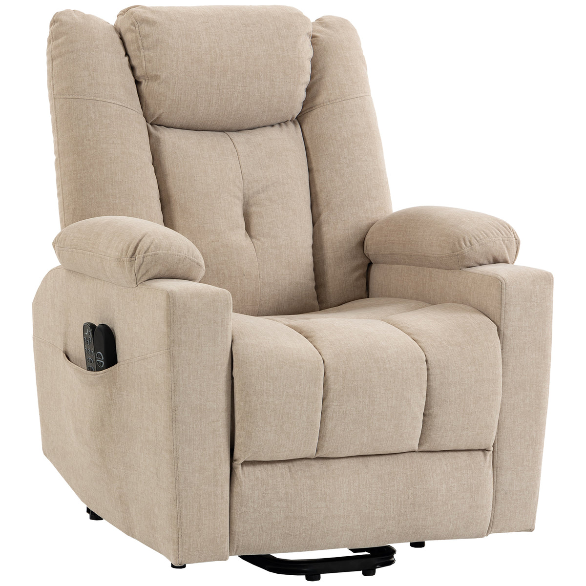 Electric lift chair with vibration massage and heat function, velvet-look recliner with pocket spring cushioning