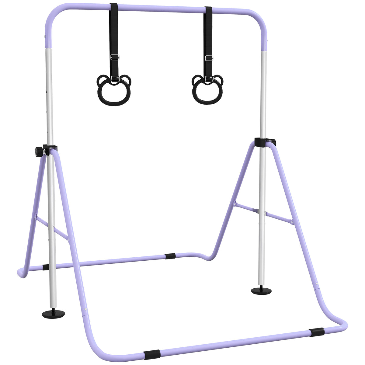 Children's gymnastic bars with rings, height-adjustable, foldable, non-slip, steel frame, 148x105x88-128 cm
