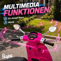 Electric children's motorcycle, Vespa, 3 km/h, 3-6 years, music, light & radio, pink (5)
