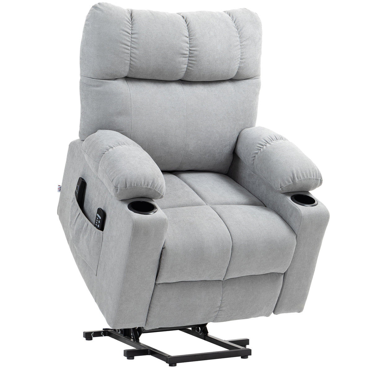 Lift chair for seniors, reclining function, incl. remote control, 144 cm x 91 cm x 88 cm, light gray