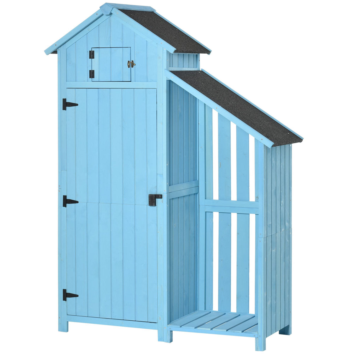 Garden shed tool shed tool storage with firewood storage compartment tool shed with 3 shelves asphalt roof fir