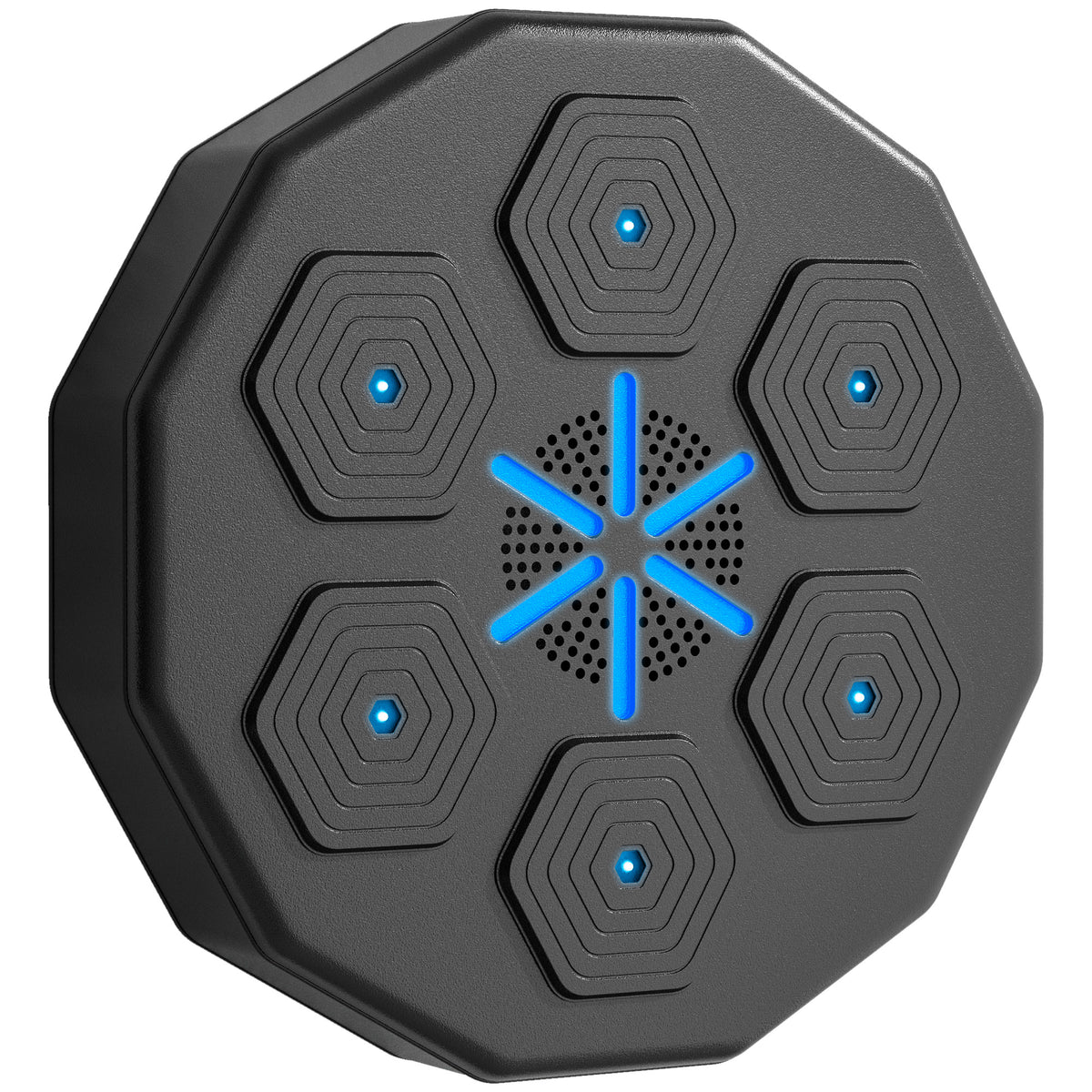 Boxing trainer with music function, Bluetooth, light-up targets, wall mount, synthetic leather, black