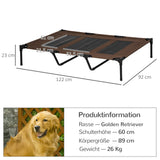 Dog bed, foldable, outdoor dog bed, elevated, 122 cm x 92 cm x 23 cm, coffee brown + black (3)