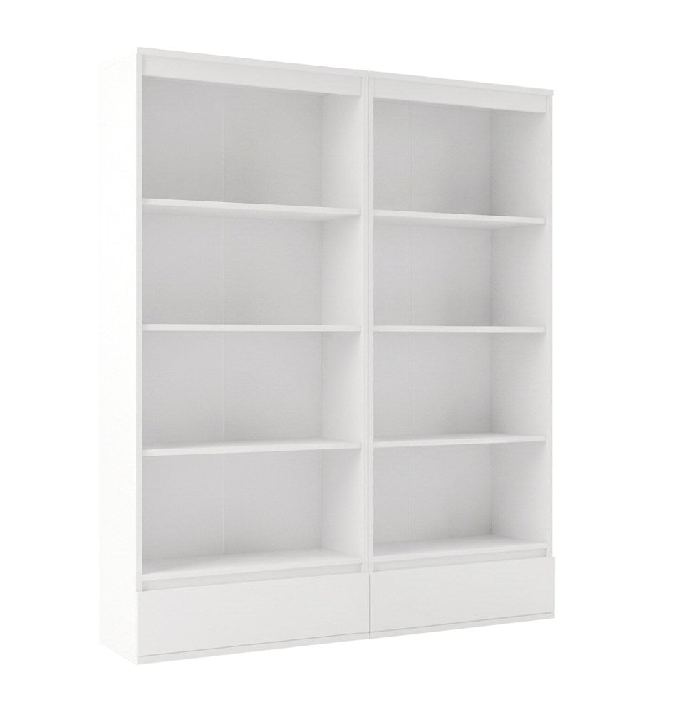 Büroregal Set 2x PALERMO Schrank 2 Schubladen 8 Ablagen für Büro WEISS