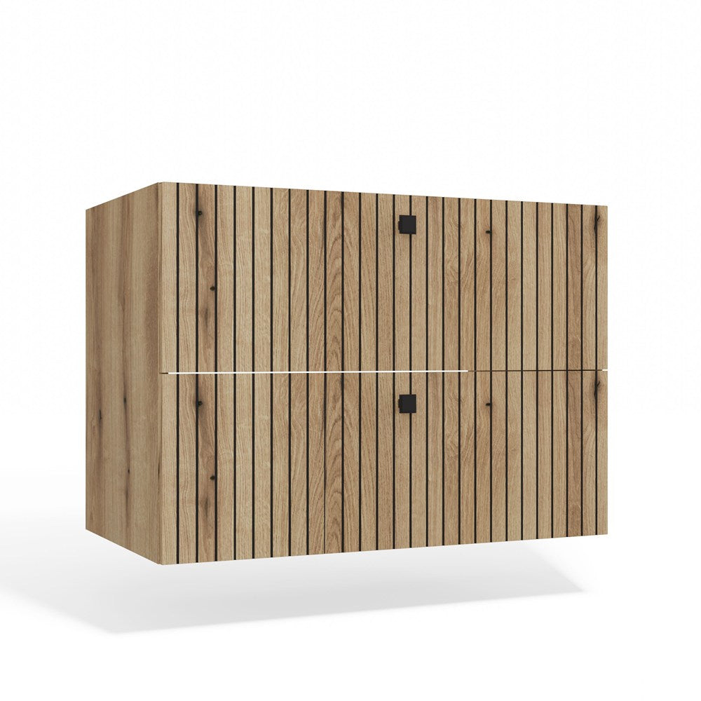 WASCHTISCHUNTERSCHRANK TIGO 80 2S EICHE EVOKE 2 SCHUBLADEN GERILLTE FRONT HÄNGEND