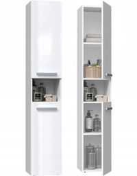 Badezimmer-Hochschrank Nel I WEISS HOCHGLANZ – Produktabbildung 5