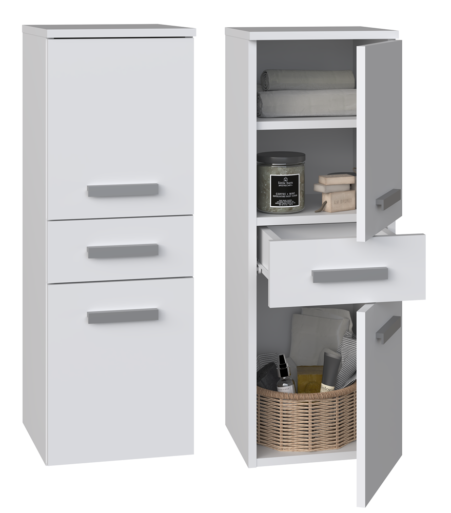 Badezimmer-Hochschrank Nel V DDS WEISS
