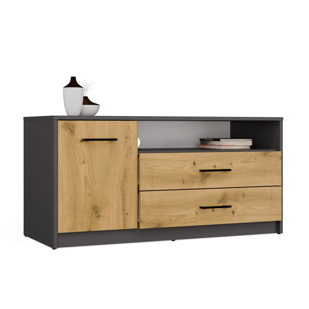 TV-Schrank SIMPLO 1D2S 2 Schubladen 1 Tür ANTHRAZIT EICHE ARTISAN