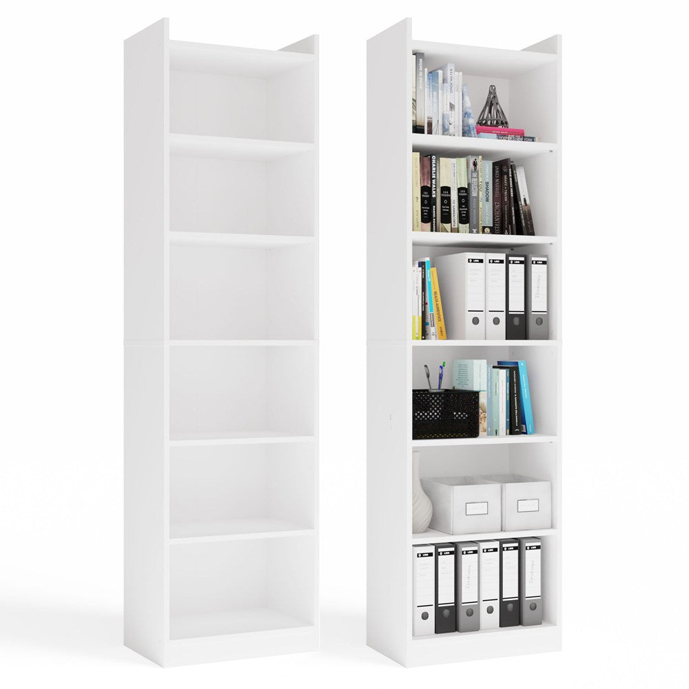 REGAL RIMINI Schrank 50 cm 7 Ablagen für Bücher Ordner Büro WEISS