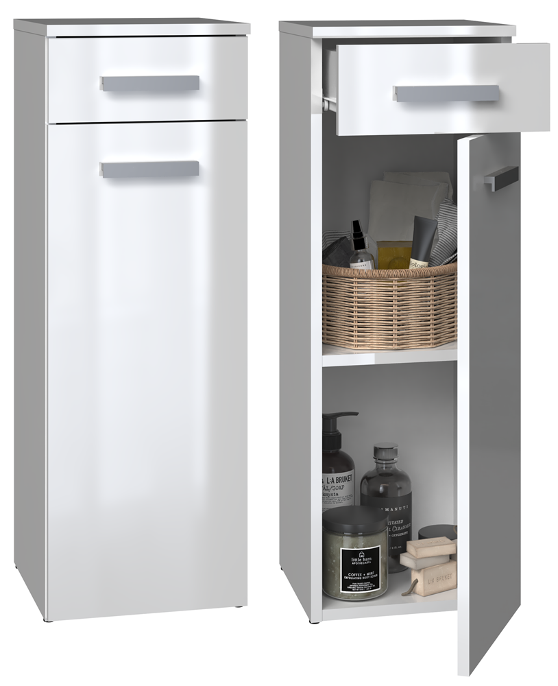 Badezimmer-Hochschrank Nel V DS WEISS HOCHGLANZ