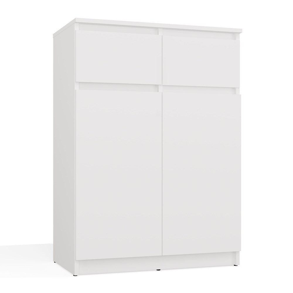 Kommode Malwa 2DD2S Schrank 2 Türen 2 Schubladen für Wohnzimmer WEISS