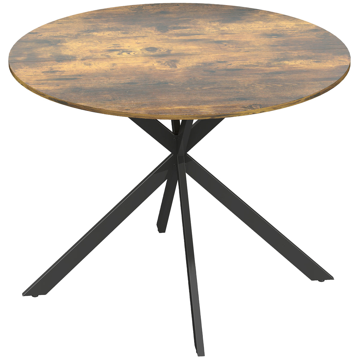 Round dining table for 4 people, industrial-style kitchen table with steel legs, for dining room, kitchen